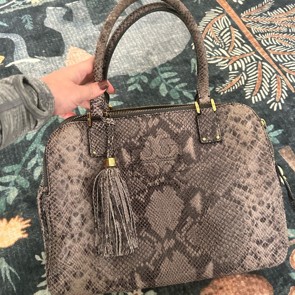 Tory Burch Brown Snakeskin Satchel - Picture 2 of 9